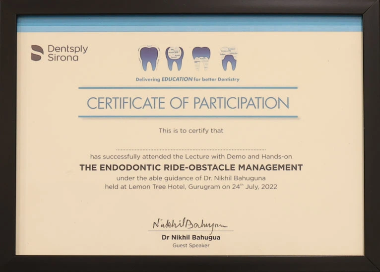 Dentsply Sirona Certificate